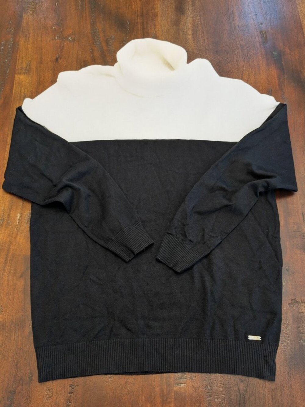 Calvin Klein Black and White Colorblock Turtleneck Sweater XL